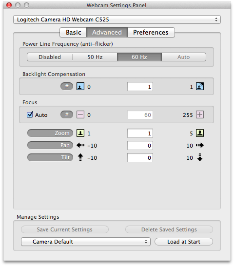 logitech camera settings app mac